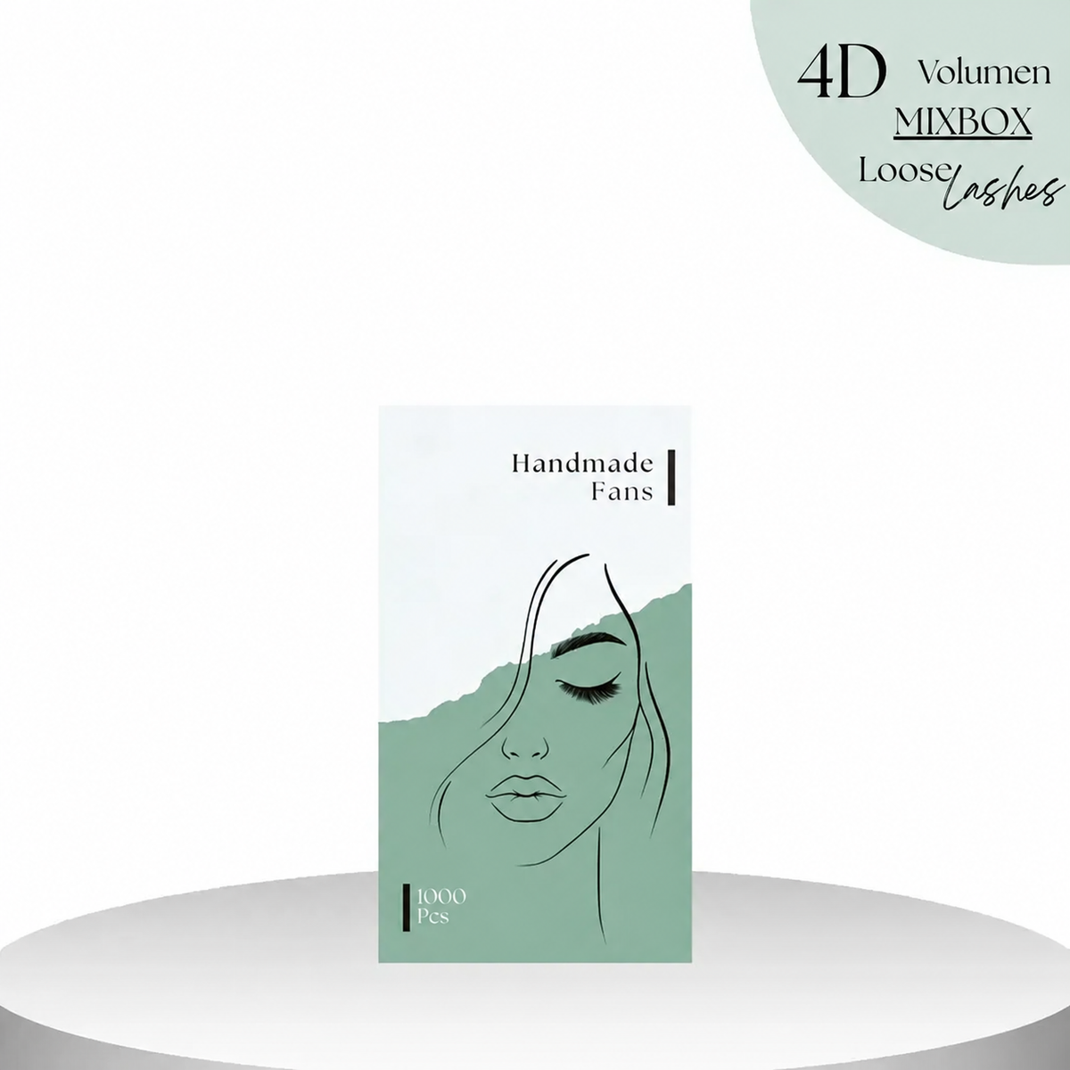 4D Loose Fertigfächer Mixbox – 1.000 handgefertigte Wimpernfächer in gemischten Längen von 8–14 mm, CC- oder D-Curl, Stärke 0,07 mm
