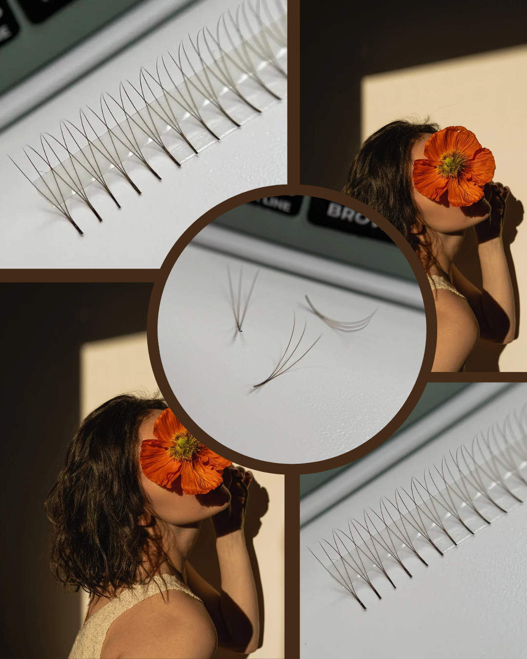 3D Fertigfächer | Dark Brown | auf Kleberstreifen