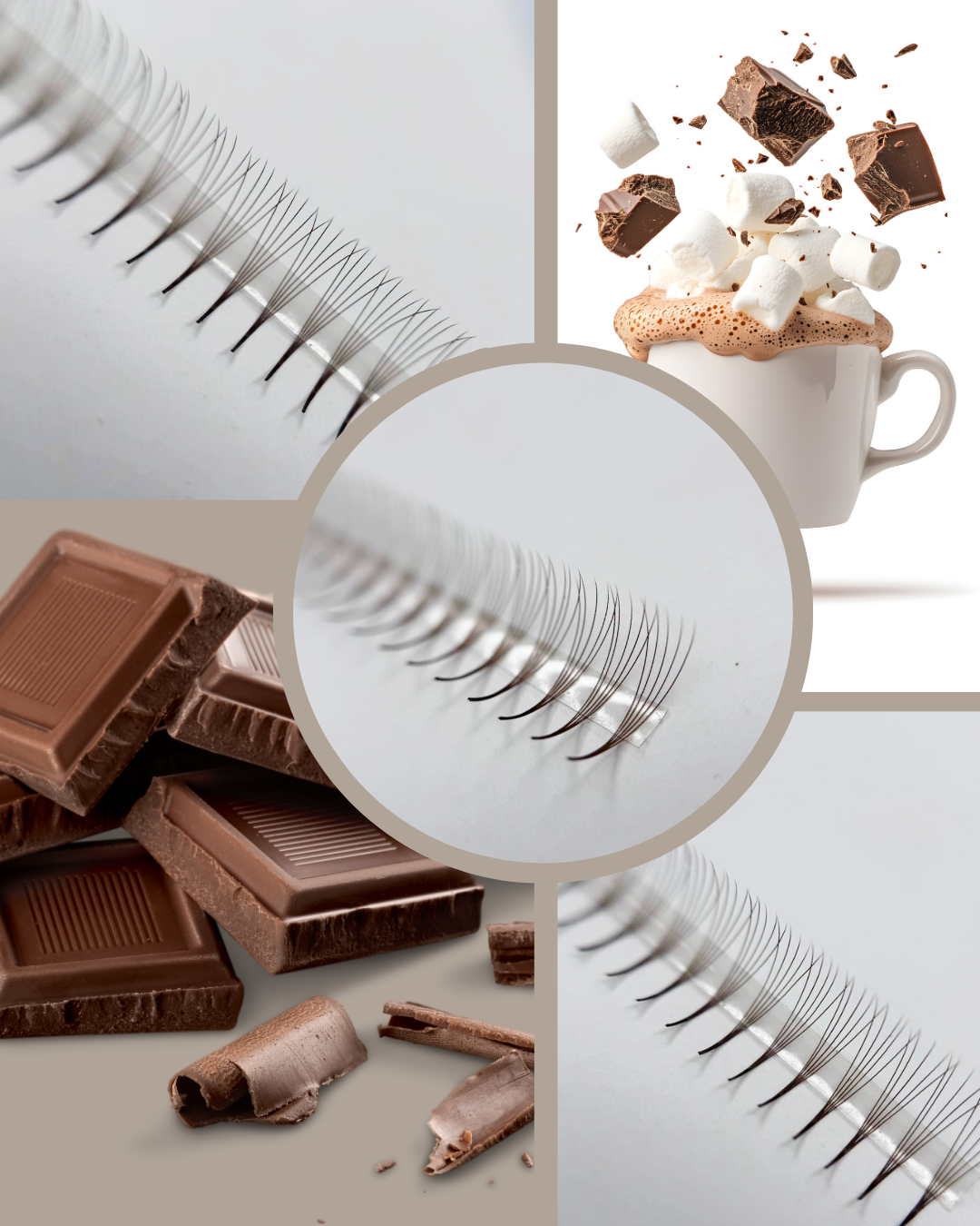 5D | Dark Brown | Fertigfächer auf Kleberstreifen | MIXBOX 8-14mm