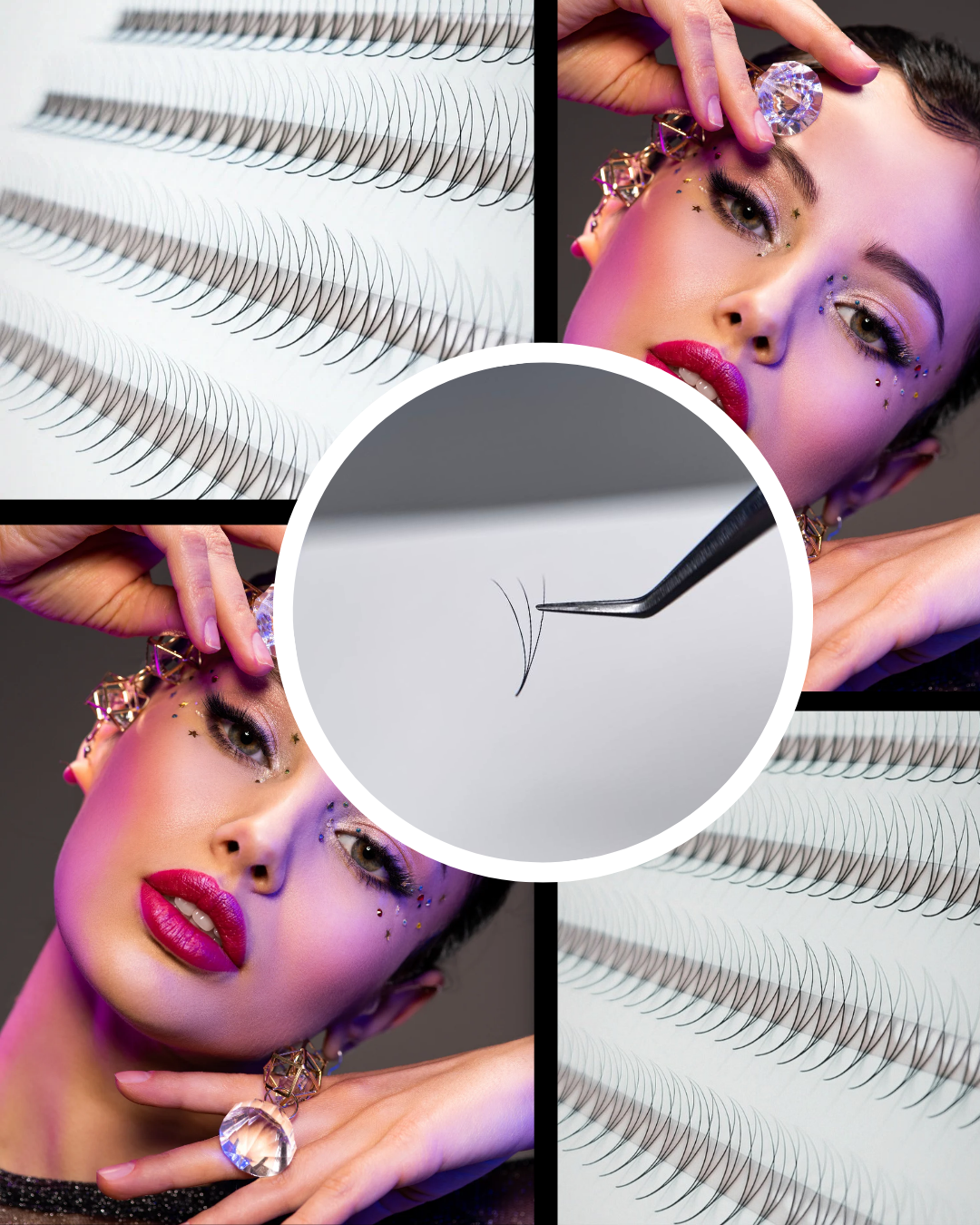 3D Fertigfächer auf Klebestreifen | 1000 fertige Wimpernfächer