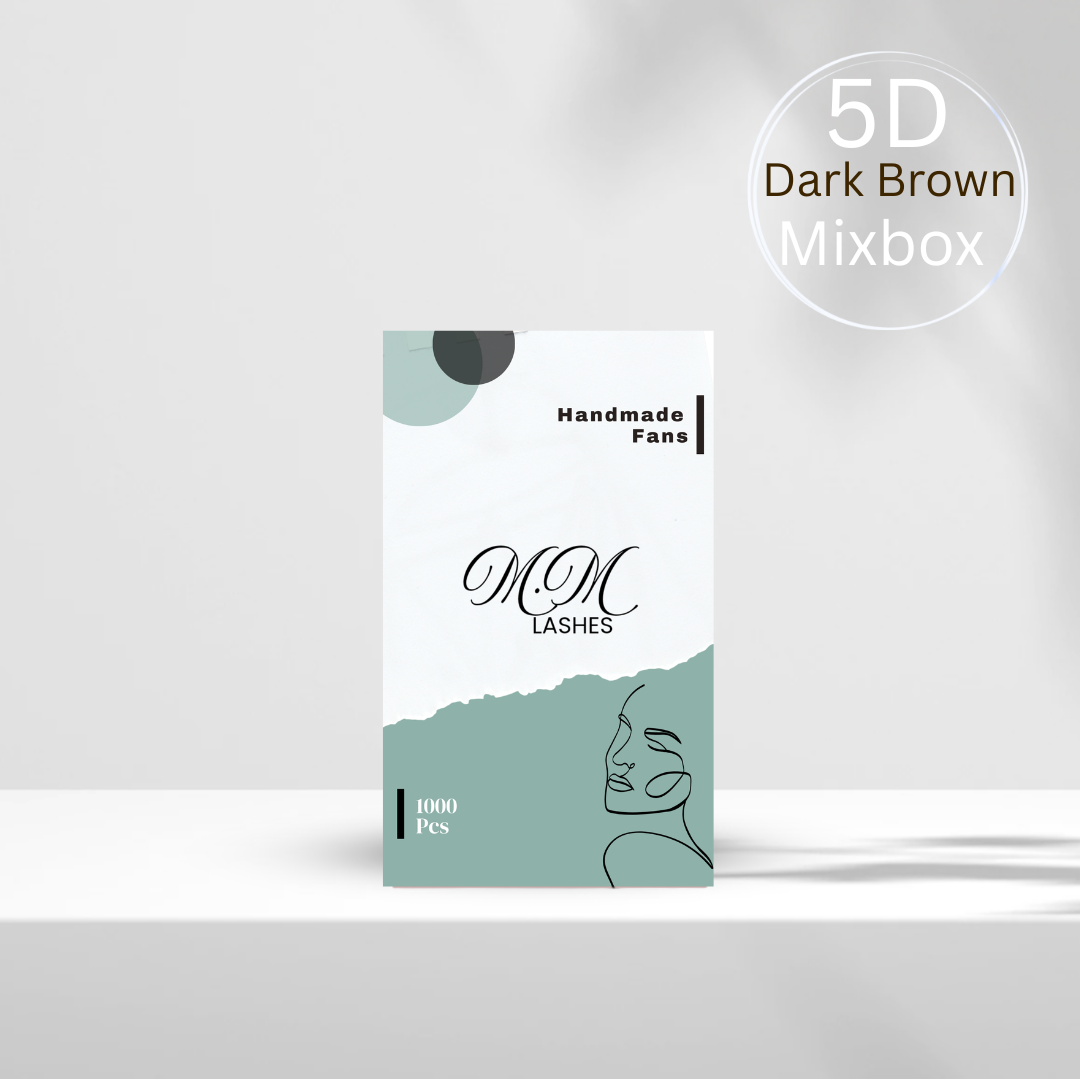 5D | Dark Brown | Fertigfächer auf Kleberstreifen | MIXBOX 8-14mm